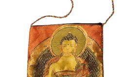 Umhängetasche "Buddha" Baumwolle Brokat 15x22ccm