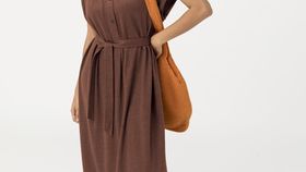hessnatur Damen Jersey-Kleid aus Leinen - braun - Größe 44