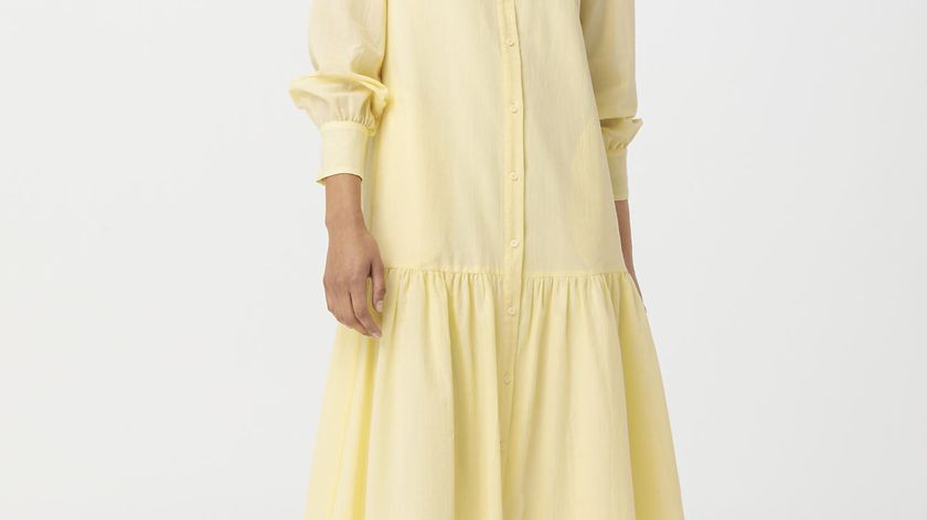 hessnatur Damen Midikleid aus Bio-Baumwolle - gelb - Größe 44