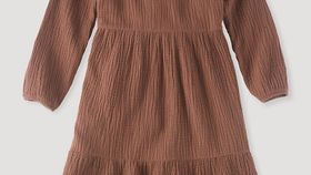 hessnatur Kinder Volantkleid aus Bio-Baumwolle - braun - Größe 146/152