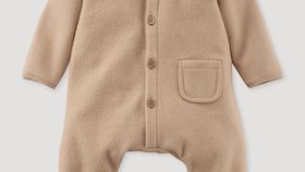 hessnatur Baby Softfleece-Overall aus Bio-Baumwolle - beige - Größe 74/80