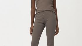hessnatur lange Damen  Ripp-Schlafhose aus Bio-Baumwolle - lila - Größe 48