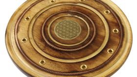 Räucherstäbchenhalter "Blume des Lebens" Holz rund 10cm