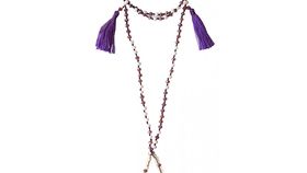 Chakra Mala "Sahasrara Chakra" Glasperlen,Metall (Nickelfrei) violett/ weiß 48cm