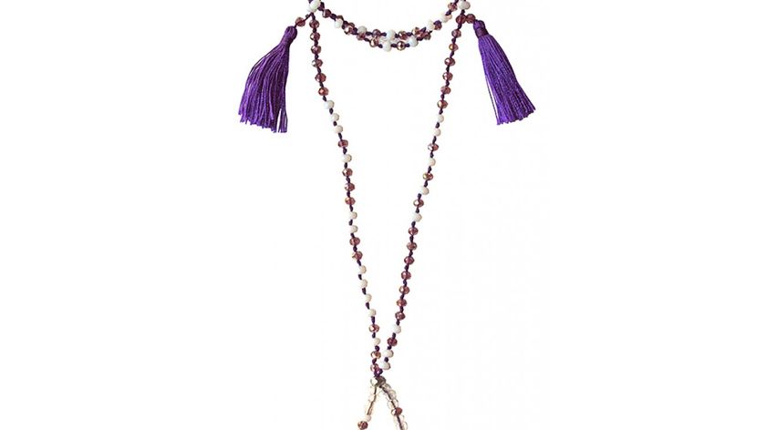 Chakra Mala "Sahasrara Chakra" Glasperlen,Metall (Nickelfrei) violett/ weiß 48cm