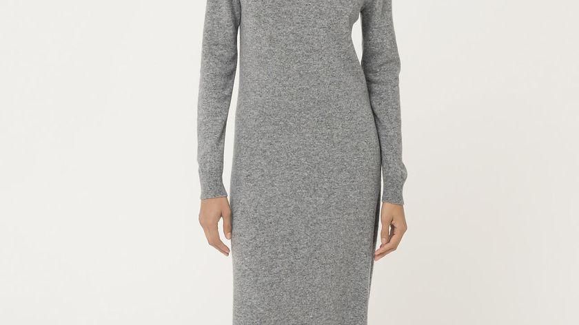 hessnatur Damen Midi-Strickkleid aus Bio-Merinowolle mit Kaschmir - grau - Größe 36