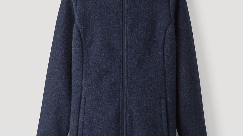 hessnatur Damen-Outdoor Wollfleece-Mantel aus Bio-Merinowolle - blau - Größe 44