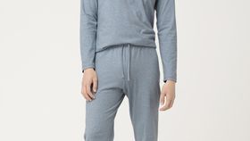 hessnatur Herren Pyjamahose aus Bio-Baumwolle - blau - Größe 54