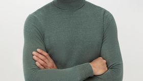hessnatur Herren Rollkragen-Pullover Regular aus Schurwolle mit Kaschmir - grün - Größe 46