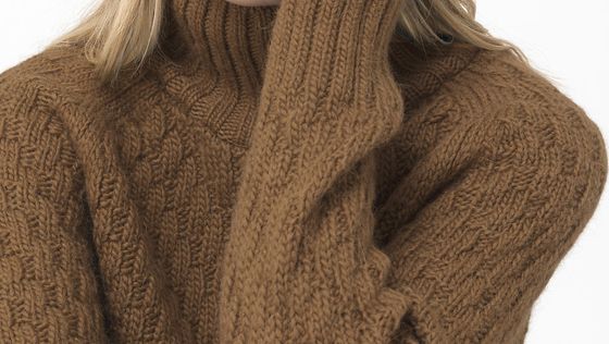 hessnatur Damen Struktur-Pullover aus Alpaka und Schurwolle - braun - Größe S