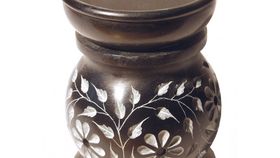 Aromalampe "Zylinder mit Blume" Black Stone 9x12cm