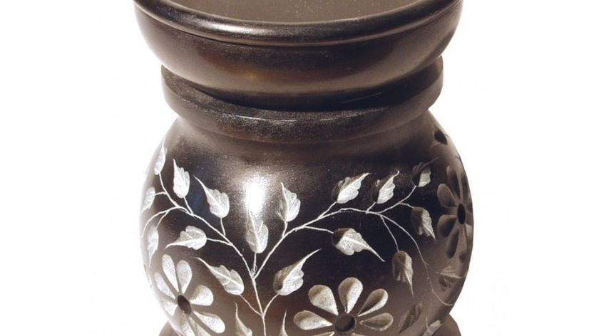 Aromalampe "Zylinder mit Blume" Black Stone 9x12cm