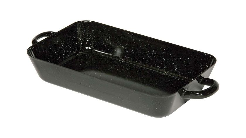 Rechteckige Bratpfanne Emaille für gesundes Braten & Backen