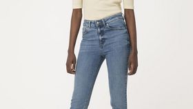 hessnatur Damen Jeans High Rise Slim Fit aus Bio-Denim - blau - Größe 29/34