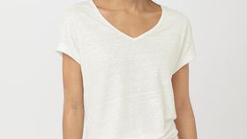 hessnatur Damen Kurzarm-Shirt aus Leinen - weiß - Größe 44