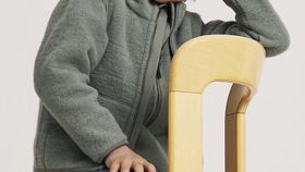 hessnatur Kinder Wollfleece Jacke Regular aus Bio-Merinowolle - grün - Größe 98/104