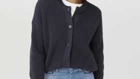 hessnatur Damen Rundhals-Cardigan aus Bio-Baumwolle - blau - Größe 46