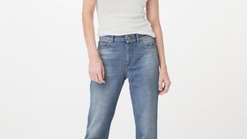 hessnatur Damen Jeans BEA High Rise Straight Cropped aus Bio-Denim - blau - Größe 27/30