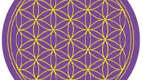 Aufkleber "Blume des Lebens" Komplementärfarben, violett-gelb 9,5cm