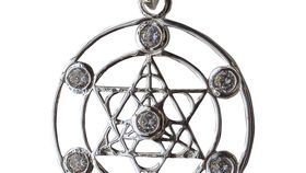 Anhänger "Merkabah mit 7 Zirkonia" Silber 925 3cm, 4,0g.