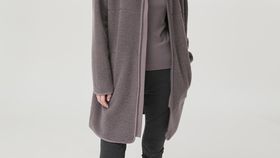 hessnatur Damen Wollfleece Mantel aus Bio-Merinowolle - lila - Größe L