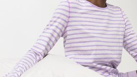 hessnatur Damen Langarm Schlafshirt aus Bio-Baumwolle - weiß - Größe 48