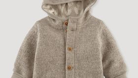hessnatur Baby Walkjacke aus Bio-Merinowolle - grau - Größe 74/80