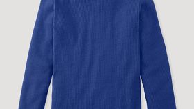 hessnatur Kinder Rollkragenshirt aus Bio-Baumwolle mit Bio-Schurwolle - blau - Größe 134/140