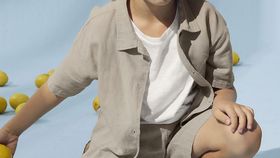 hessnatur Kinder Hemd aus Leinen mit Bio-Baumwolle - beige - Größe 122/128
