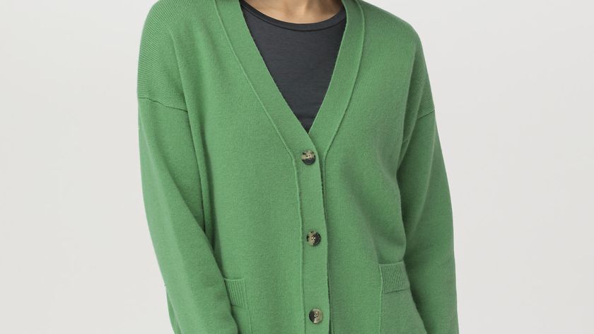 hessnatur Damen Strickjacke aus Lambswool - grün - Größe 38