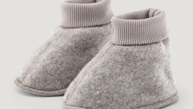 hessnatur Baby Wollfleece Schuhe aus Bio-Merinowolle - grau - Größe 62/68