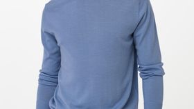 hessnatur Herren Rollkragen-Pullover aus Bio-Merinowolle - blau - Größe 46