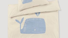 hessnatur Baby Renforcé Wende Bettwäsche-Set aus Bio-Baumwolle - blau - Größe 100x135 / 40x60 cm